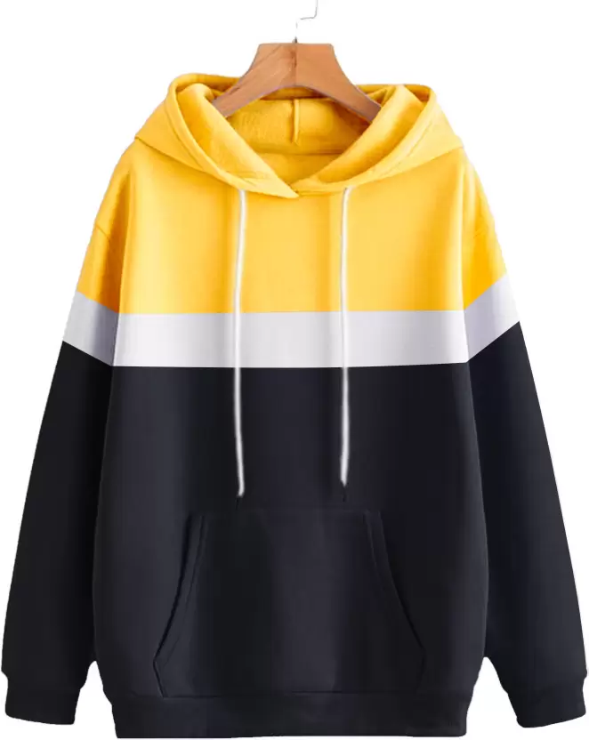 Men Full Sleeve Color Block Hooded Sweatshirt