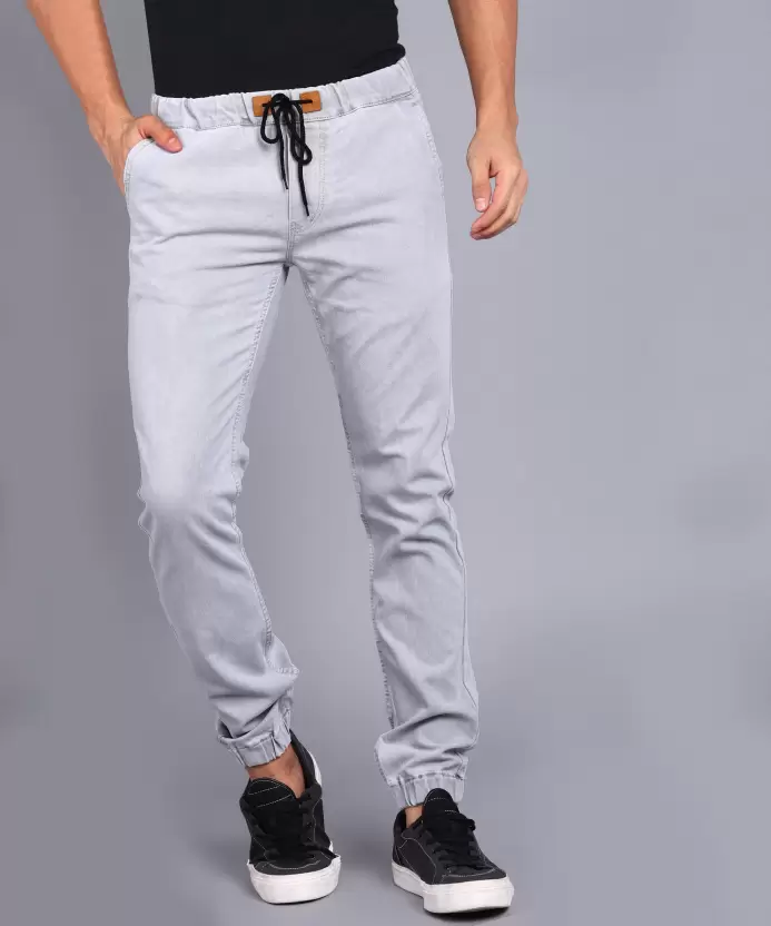 Men Slim Mid Rise Grey Jeans