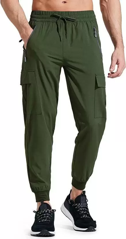 Men Solid Olive Track Pants