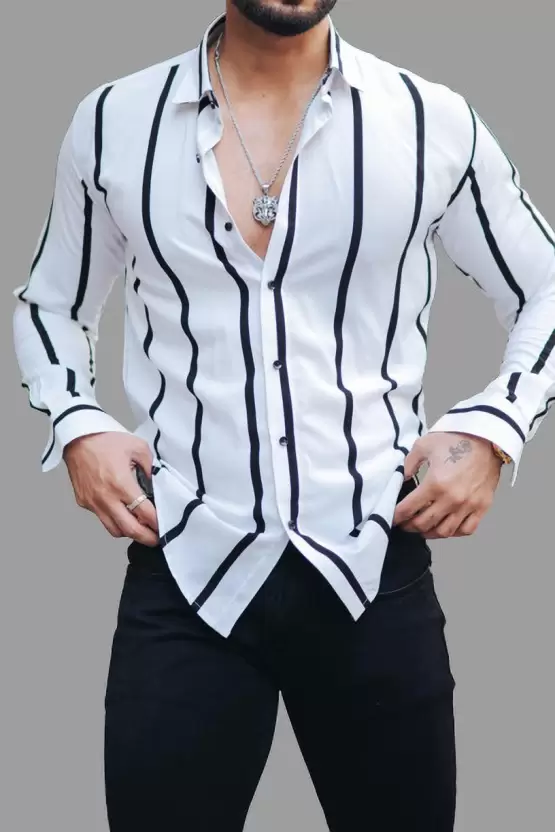 Men Slim Fit Striped Formal Shirt