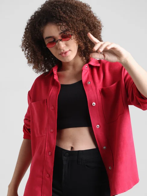 RED SUEDE SHACKET